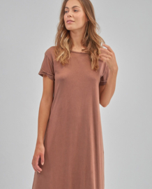 Surkana short sleeves dress with rounded hem brown 522ROSO711