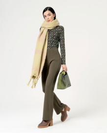 Surkana Flare Trousers- Knitted blunt knit Khaki  554NERA514