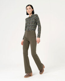 Surkana Flare Trousers- Knitted blunt knit Khaki  554NERA514