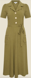 Very Cherry - Revers Dress Midi Linnen Olive