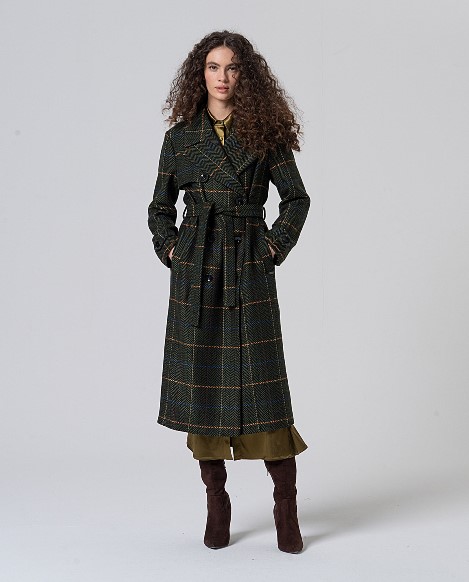 Surkana  Herringbone Fabric Trench Coat  565MACO422