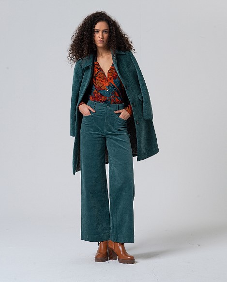 Surkana  Flared Pants With Patch Pocked -Steel Blue 555LIYU523