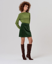 Surkana  Mini Skirt with Patch Pockets-Khaki 556TASS627