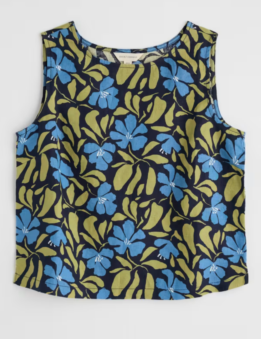 Seasalt-Colour Study Top-Leafy Floral Maritime