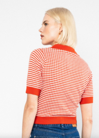 Blutsgeschwister Knitted Top-Petite Poloette-Mixed dots Red White