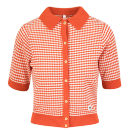 Blutsgeschwister Knitted Top-Petite Poloette-Mixed dots Red White