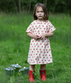 Little Green Radicals- Srawberry days Jurk met knoopsluiting