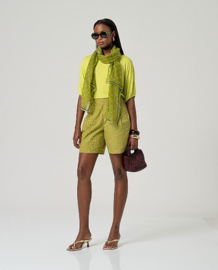 Surkana Pleated Shorts-Green  526MIKA522