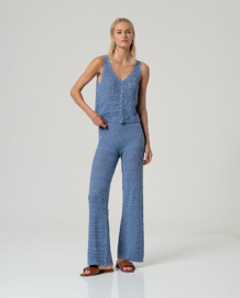 Surkana  Buttoned V-Neck Cardigan-Dusty Blue 516MIBO013