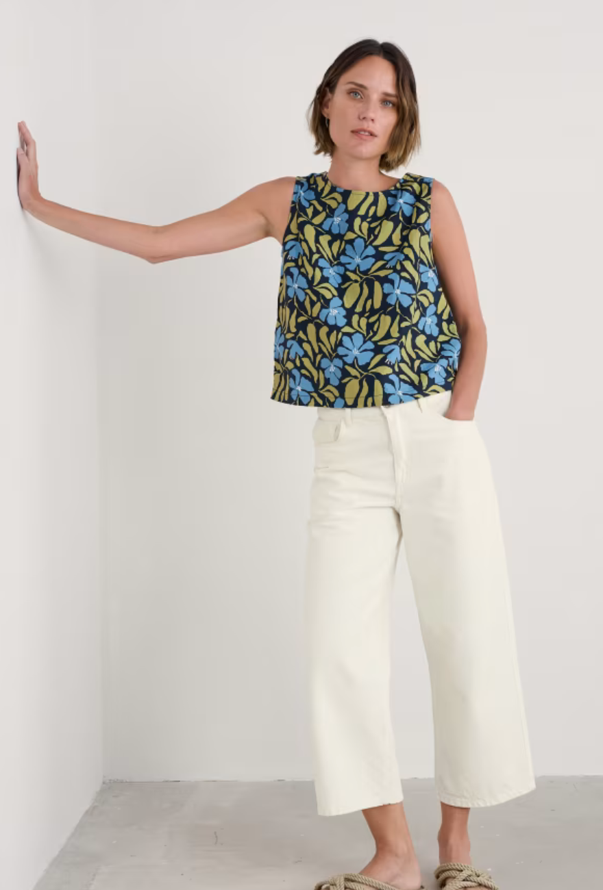 Seasalt-Colour Study Top-Leafy Floral Maritime