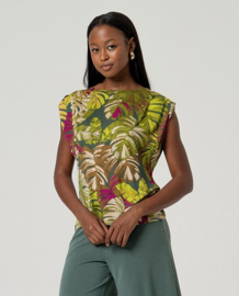 Surkana  Sleeveless Top With Draping-Green  526MILE013