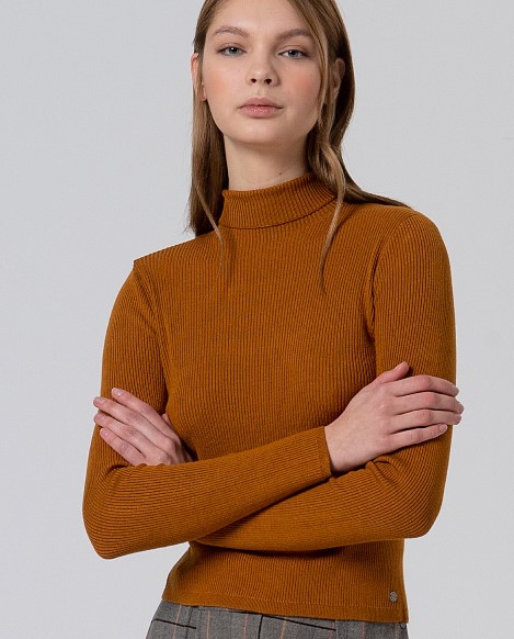 Surkana Ribbed Turtleneck Sweater Ocre 555LIZA239