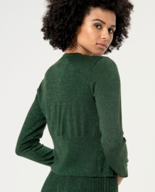 Surkana Short Fitted Cardigan with Roundneck Green 554NEXU335