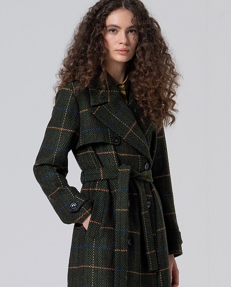 Surkana  Herringbone Fabric Trench Coat  565MACO422