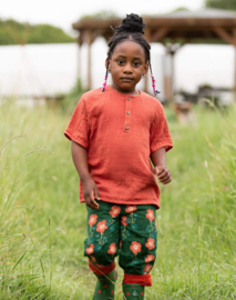 Little Green Radicals-Short Sleeved Burnt Ochre Henley Top
