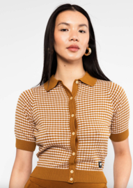 Blutsgeschwister Knitted Top-Petite Poloette-Mixed dots Rose Brown