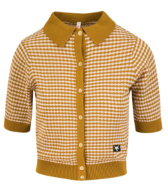 Blutsgeschwister Knitted Top-Petite Poloette-Mixed dots Rose Brown