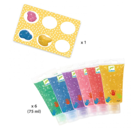 Djeco -  6 tubes glitter vingerverf DJ09017
