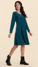 LaLamour-Sandra Dress- Rib Velour Petrol