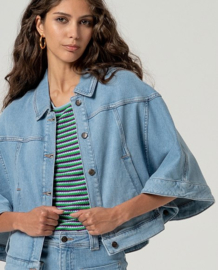 Surkana  Cape Style Cropped Jacket Blue  516INVA321