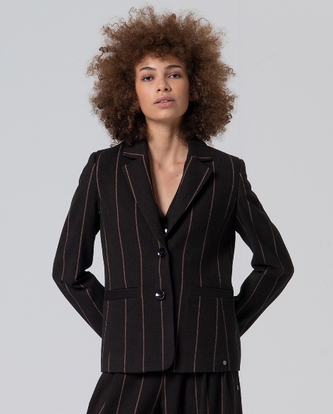 Surkana  Pinestripe Blazer -Brown 565IRDI321