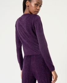 Surkana Short Fitted Cardigan with Roundneck Purple 554NEXU335