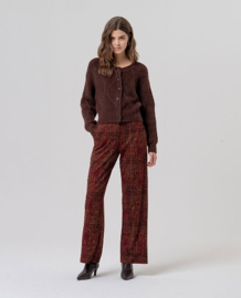 Surkana  Cable Knit crew neck Cardigan-Chocolate  566SANI333