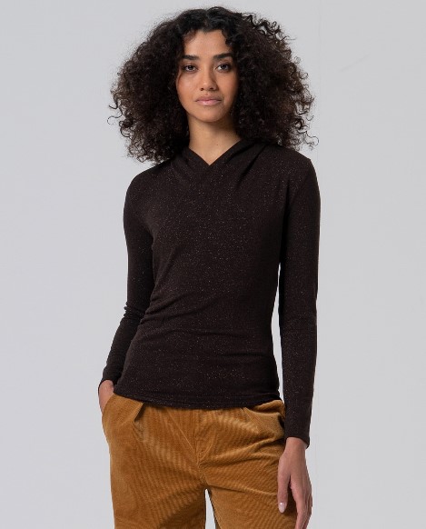 Surkana Crossover-Neck T-shirt  Chocolate 565IRLU014