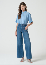 Surkana Flared Pants With Front Pockets- Blue  515KAIM521