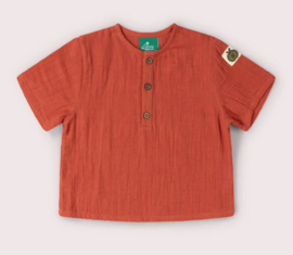 Little Green Radicals-Short Sleeved Burnt Ochre Henley Top