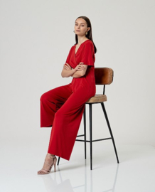 Surkana  Cross Neck Jumpsuit-Red  516HIRO811