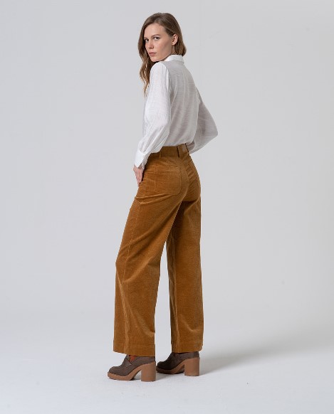 Surkana  Flared Pants With Patch Pocked -Mustard 555LIYU523