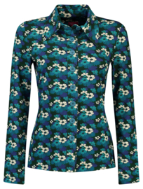 Tante Betsy Button Shirt Tropical Forest Blue