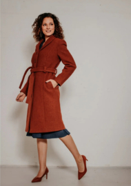 Very Cherry -Dahlia Wool Long Coat Terra