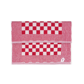 Håndkle, Rød og Hvit Blokk, 52x55cm, Bomull