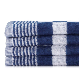 Handdoek Blauw En Witte Blok 52x55cm Katoen - Treb Towels