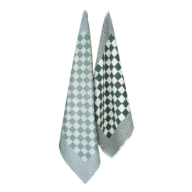 Juego de Textiles de Cocina Verde 2x Toalla 50x50cm + 2x Toalla de Cocina 65x65cm - Treb Towels