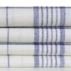 Poliertücher 50/50 Leinen / Baumwolle Weiß mit Blauen Streifen 65x65cm - Treb Towels