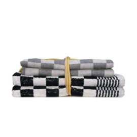 Kitchen Textile Set Black 2x Towel 50x50cm + 2x Tea Towel 65x65cm - Treb Towels