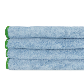 Microvezel Doekjes Blauw Met Groene Rand 40x40cm - Treb Towels