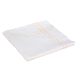 Pano Branco Com Listras Amarelas Metade Linho 50x65cm - Treb Towels