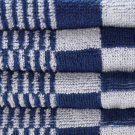 Handdoek Blauw En Witte Blok 52x55cm Katoen - Treb Towels