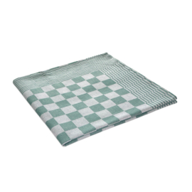 Theedoek Groen en Wit Geblokt 65x65cm 100% Katoen - Treb WS