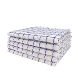Theedoek Blauwe Ruit Op Wit 70x70cm - Treb Towels