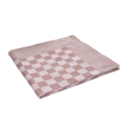 Toalhas de chá xadrez bege e branco 65x65cm 100% algodão - Treb WS