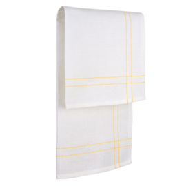 Pano Branco Com Listras Amarelas Metade Linho 50x65cm - Treb Towels