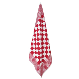 Handdoek Rood En Witte Blok 52x55cm Katoen - Treb Towels