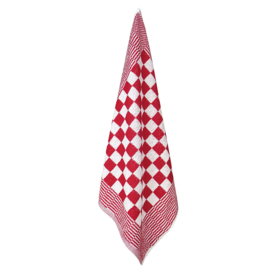 Håndklæde Rød Og Hvid Blok 52x55cm Bomuld - Treb Towels