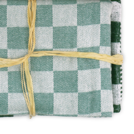 Kitchen Textile Set Green 2x Towel 50x50cm + 2x Tea Towel 65x65cm - Treb Towels