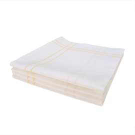 Pano Branco Com Listras Amarelas Metade Linho 50x65cm - Treb Towels